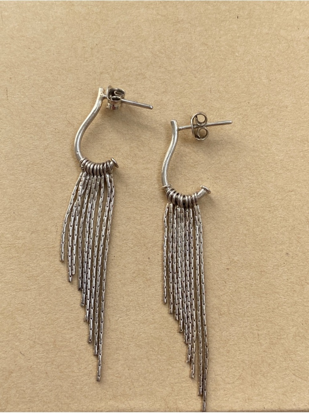 Vintage Silver Fringe Drop Earrings